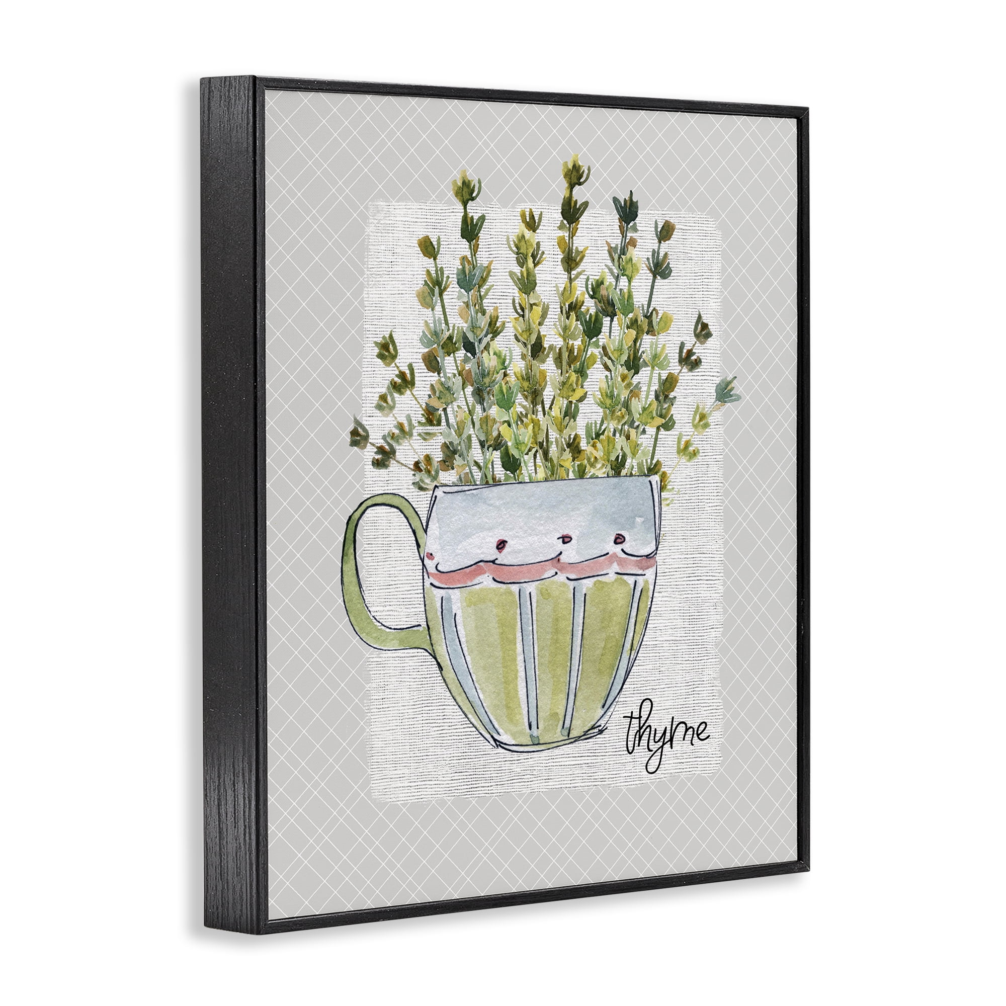 Stupell Industries Thyme Herb Mug Black Framed Giclee Art, design by Livi Finn