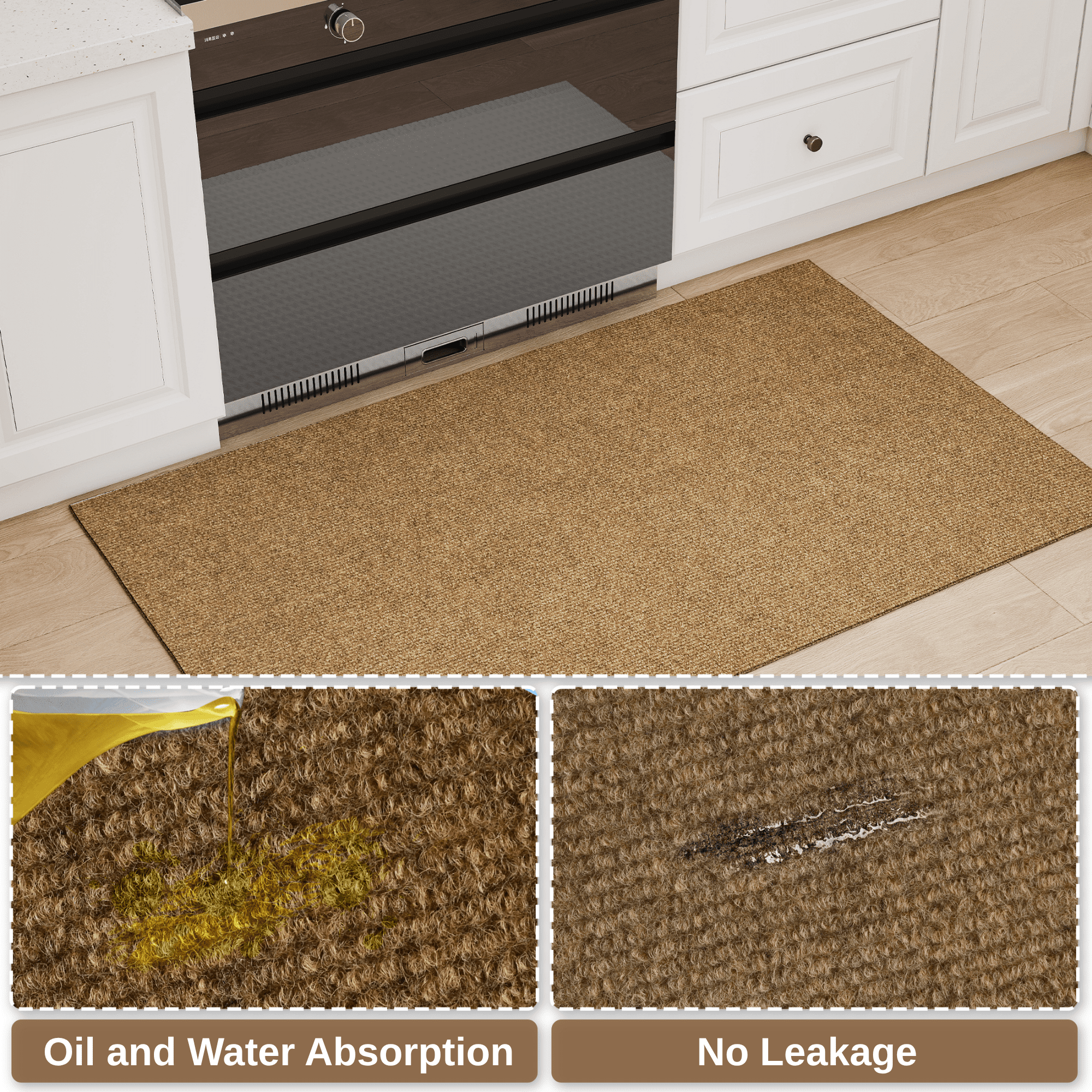 OVYEOFR 3' x 5' Outdoor Mat, Non Slip Large Doormat Entry Rug, Indoor Front Door Mats for Entrance, Brown