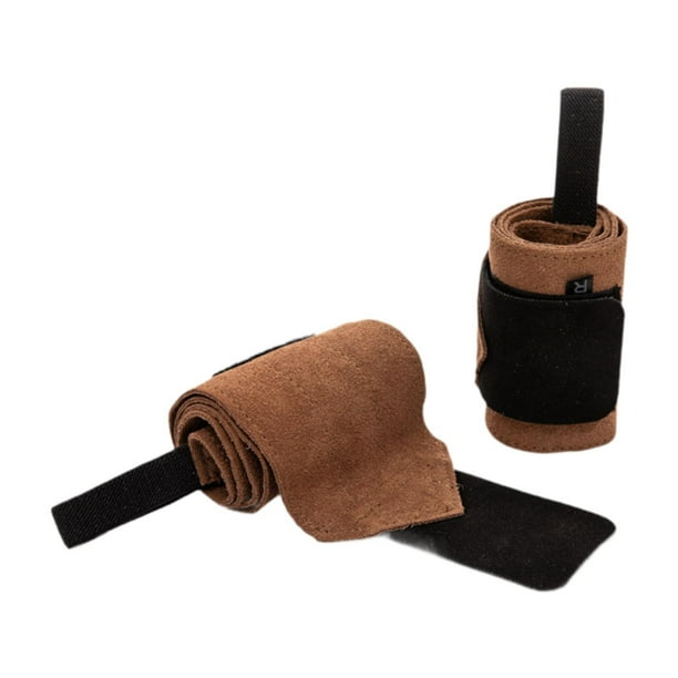 2x Muñequeras de levantamiento de pesas para gimnasio, soporte para entrenamiento de fuerza, muñequeras multifuncionales Marrón