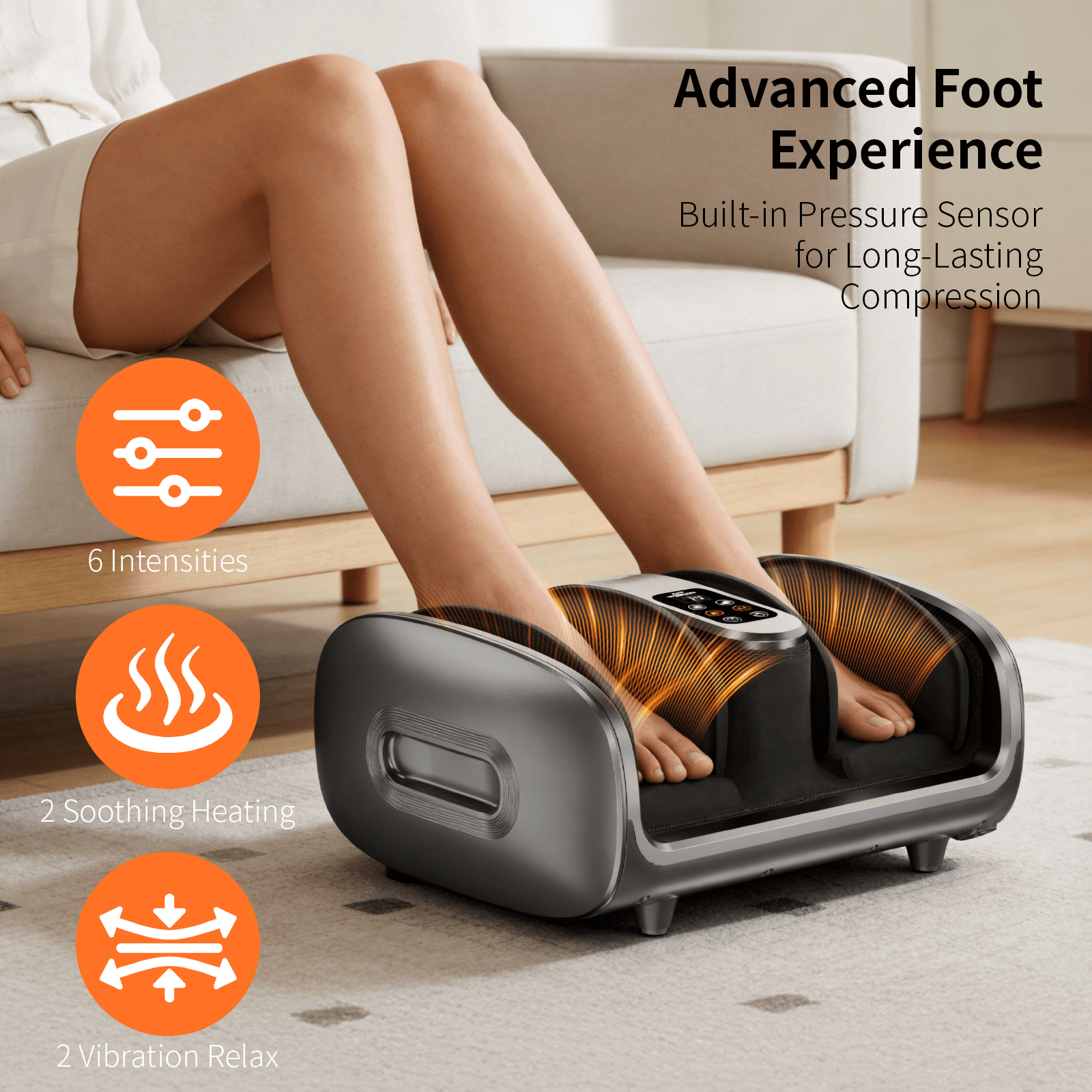 Foot Massager with Heat, Shiatsu Foot Massager Machine with Compression, Deep Kneading Calf for Feet and Ankle, Men, Women, Home and Office