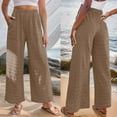 thumbnail image 3 of QUYUON Palazzo Pants for Women Clearance Loose Casual Pants with Pocket Long Pants Work Pants Women Full Length Pant Leg Activewear Style P8821 Brown XL, 3 of 8