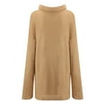 thumbnail image 4 of IROINNID Womens Sweater Turtleneck Pullover Sweater Solid Color Leisure Mid-Length Long Sleeve Winter Sweater Bat Hem Knitted Sweater Tops, 4 of 8