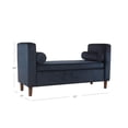 thumbnail image 3 of HomePop Rimo Banc de Rangement Moderne en Tissu de Velours, Bleu Marine Foncé, 3 of 11