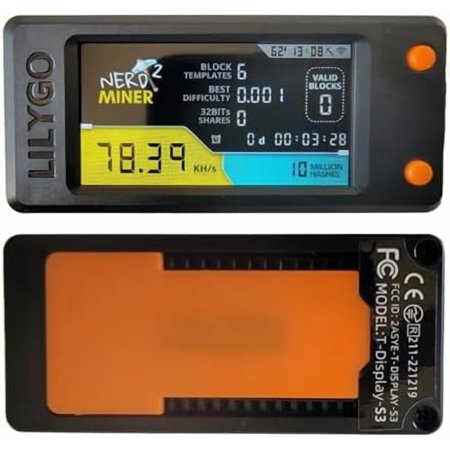 NerdMiner V2 78KH/s Mini Lottery BTC Miner Solo Miner, Clock and Price Ticker