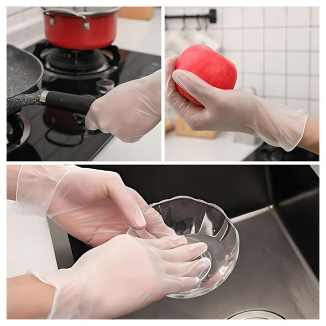Bosoner Disposable Gloves100 Pack Clear Gloves Food Prep Glove Safety Gloves