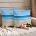 thumbnail image 2 of Outdoor Pillow Covers Pack of 2, Summer Ocean Beach Starfish Waterproof Throw Pillowcase Cushion Cases, Gradient Blue Waves Decorative Pillow Cover for Couch Sofa Home Bed Patio, 2 of 9