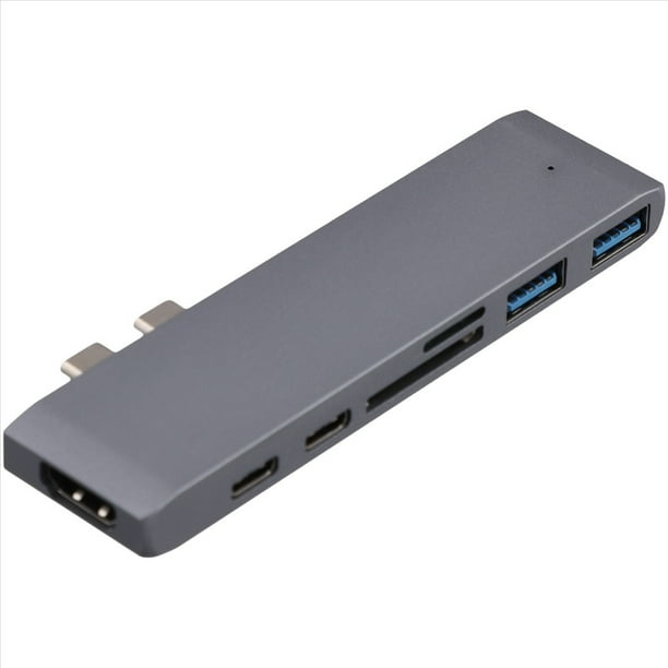 7 en 1 Dual USB Tipo C Hub USB Tipo C Adaptador con Compatible SD/TF Lector de Tarjetas para 12.13.15.16-17 Pro B