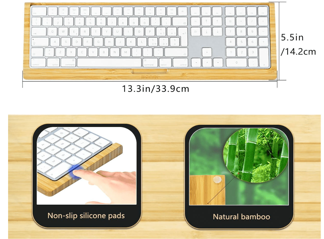 SAMDI Ergonomic Computer Wooden Desktop Shelf for Comfortable Keyboard Tray