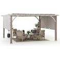 thumbnail image 2 of Sunjoy 12 ft. x 14 ft. Outdoor Pergola  Patio With Canopy Steel Frame Pergola for Backyard and Garden Shade, Light Gray, 2 of 10