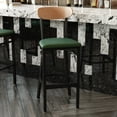 thumbnail image 4 of BizChair Set of 2 Commercial Barstools with 500 LB. Capacity Black Steel Frame, Natural Birch Finish Wooden Boomerang Back, and Green Vinyl Seat, 4 of 13