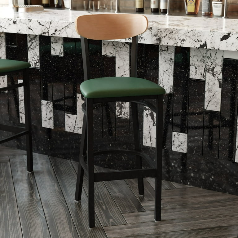 Flash Furniture Wright Boomerang Back Bar Stool Natural Green Set of 2