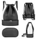 thumbnail image 5 of Bolsa de gimnasio con cordón, mochila impermeable con compartimento para zapatos y compartimento húmedo, bolsa deportiva grande, color negro JFHHH pequeña, 5 of 5
