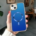 thumbnail image 2 of for iPhone 15 Plus Case Magnetic Ultra Slim Plating Design, TPU + PC Hybrid Shockproof Anti-Scratch Back Cover, Lightweight Drop Protective Phone Case Cover for iPhone 15 Plus, Blue, 2 of 7