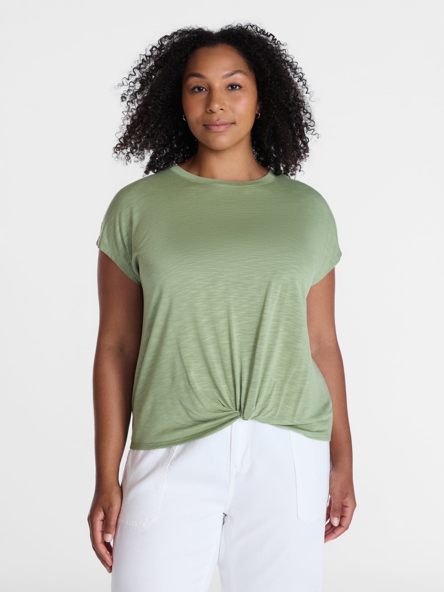 Time and Tru Women's Twist Cap Sleeve Top Sizes XS-XXXL