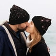 thumbnail image 5 of Pofeuu Sparkling Pink Night Sky Print Beanie Hat for Men Women Knit Winter Hat Warm Cuffed Skull Beanie Slouchy Soft Unisex, 5 of 6