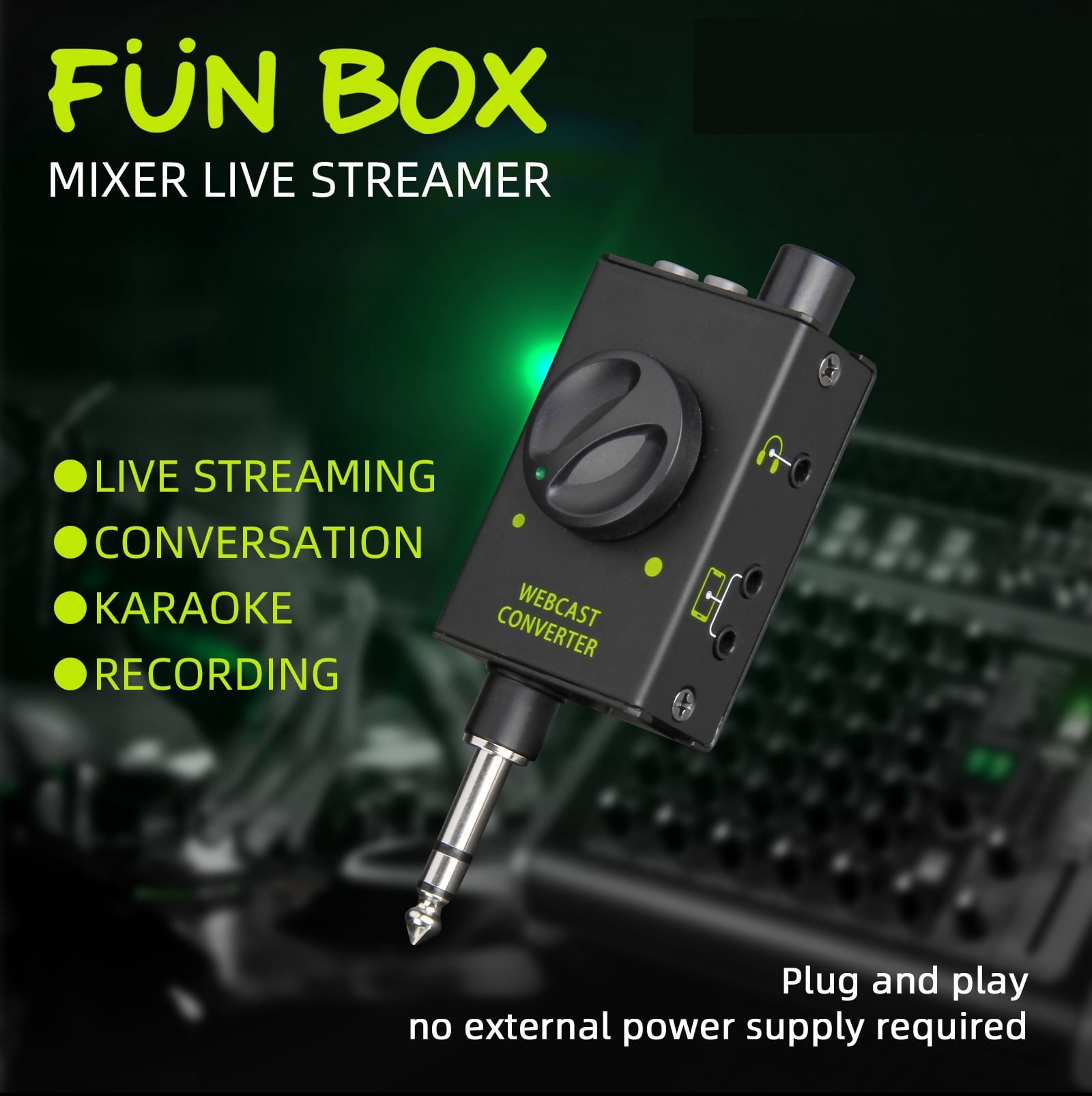 DJ Console Mixer Live Streaming Adapter ,Output Devices Supports Smartphones, Laptops