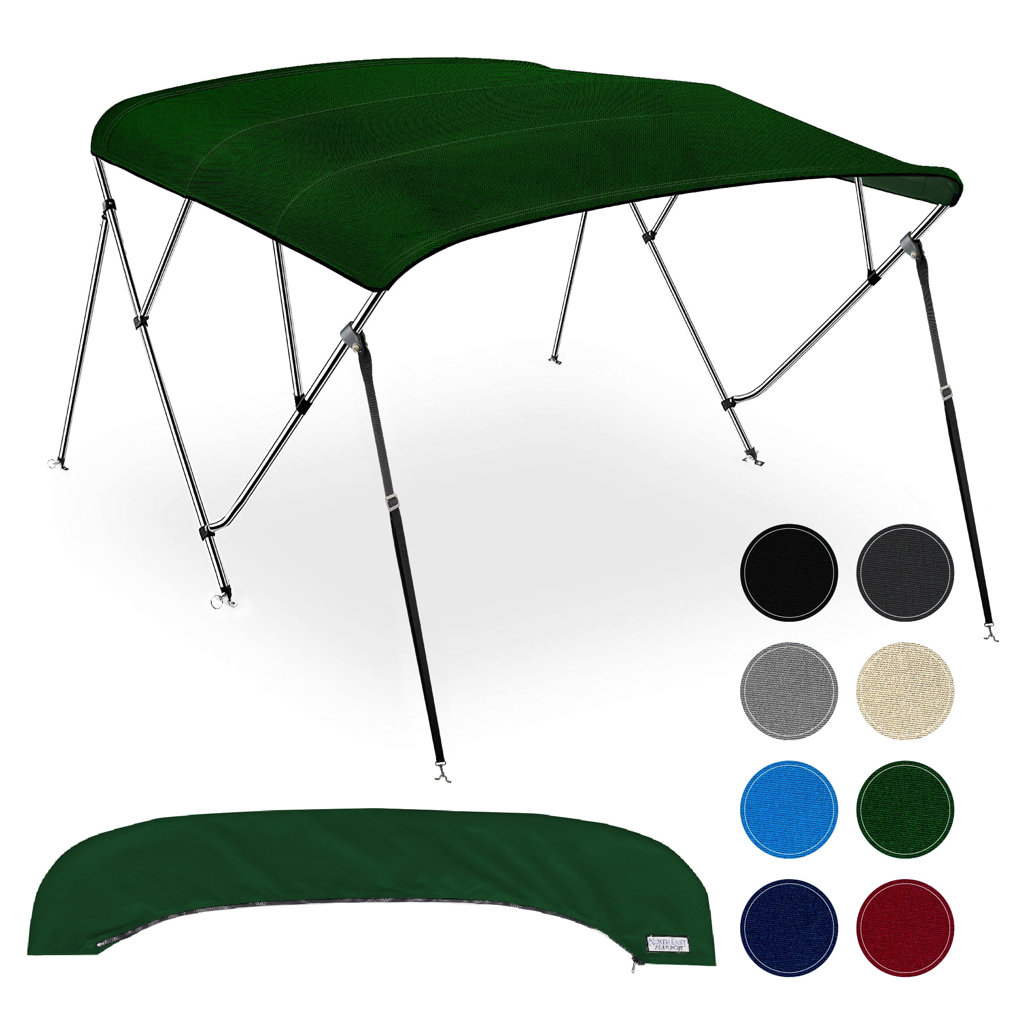 NEH 4 Bow Bimini Tops for Boats, Support Poles, Fade Proof Marine 900D