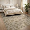 thumbnail image 3 of ODIKA 8'x10' Washable Area Rug Beige Floral Elegance with Ornate Border Classic Motifs and Detailed Vine for Living Room, Under Sectional, Family , Durable, Non-Slip, 3 of 7