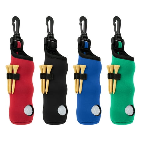 Aspire 4 Pcs Golf Ball Tee Holders Neoprene Golf Ball Carry Bags with Keychain Hook Golf Accessories for Men and Women