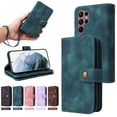 thumbnail image 1 of ELEHOLD for Samsung Galaxy S22 Ultra Flip Leather Wallet Case with Card Holders Kickstand Magnetic Clasp Handstrap Shoulder Strap Shockproof Protective Case,Blue, 1 of 8