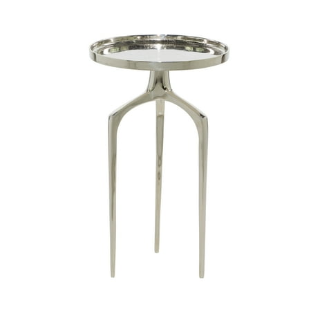 DecMode Contemporary Round Aluminum Accent Table, Silver