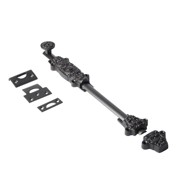 Perno y pestillos corredizos para puertas, 12 x 1 1/4 pulgadas con pestillo de 3 puertas, perno de barril, acabado en bronce aceitado, cerradura deslizante de seguridad para puertas, puertas, gabinete