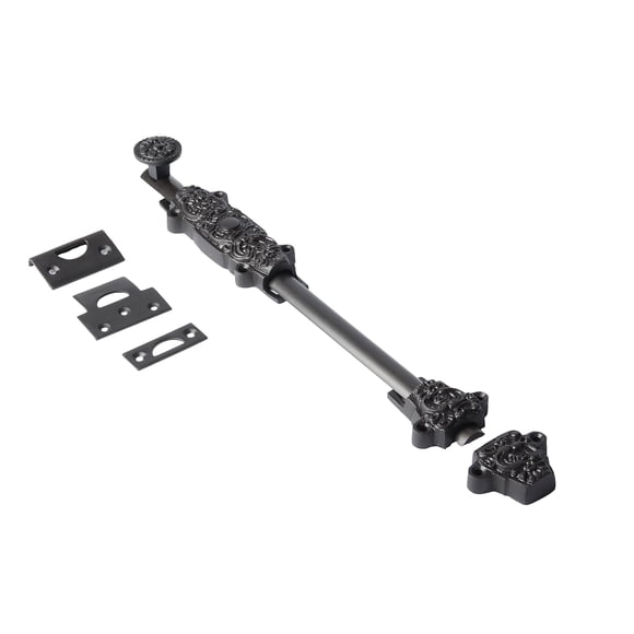 Perno y pestillos corredizos para puertas, 12 x 1 1/4 pulgadas con pestillo de 3 puertas, perno de barril, acabado en bronce aceitado, cerradura deslizante de seguridad para puertas, puertas, gabinete