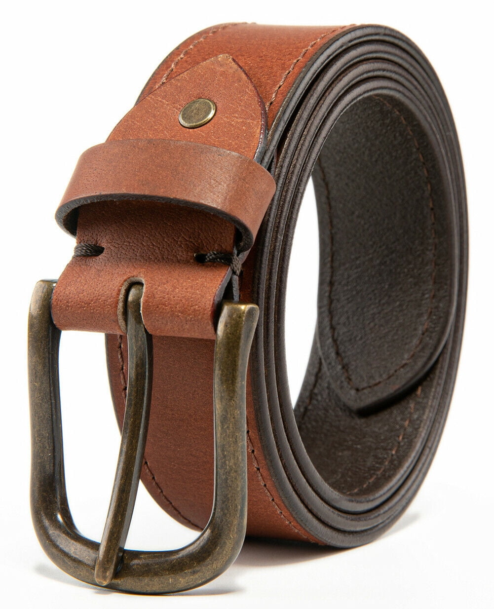 Men's Top Grain Leather Belts Casual Solid for Men 1.5inch Width - Walmart.com