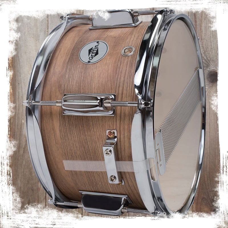 Popcorn Soprano Snare Drum by Griffin Firecracker 10" x 6" Poplar Wood Shell with Oakwood PVC Concert Percussion Musical Instrument with Drummers Key and Deluxe Snare Strainer Beginner & Professional