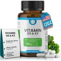 TrueMed Vitamin D3 K2 Supplement 5000 IU High Potency, 125 mcg D3 with 90 mcg MK7 K2, 120 Vegetable Capsules, Made in USA