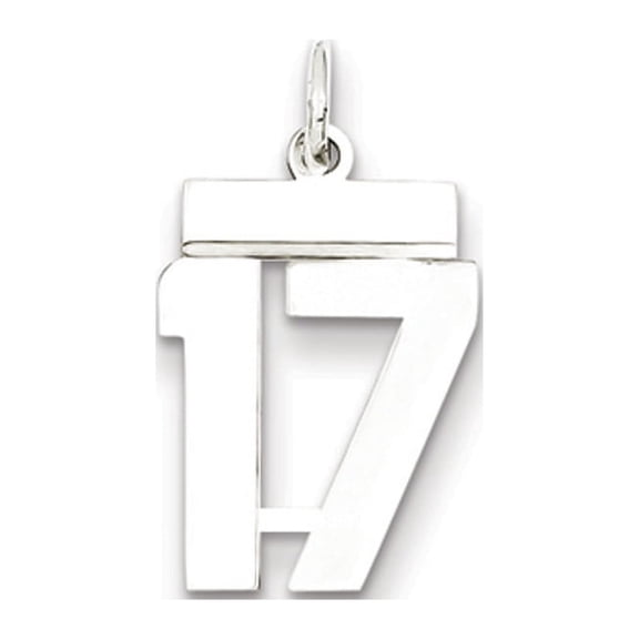 The Black Bow Sterling Silver, Athletic Collection, Small Polished Number 17 Pendant