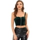 thumbnail image 1 of INSPIRE CHIC Top corto sin mangas de terciopelo con cremallera frontal para mujer Verde L, 1 of 5