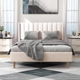 thumbnail image 2 of alazyhome Full Size Upholstered Platform Bed Frame, Easy Assemble, Beige, 2 of 6