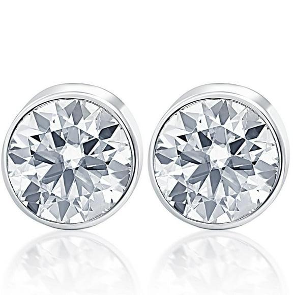 1CT Round Brilliant Cut Natural Diamond Stud Earrings In 14K Gold