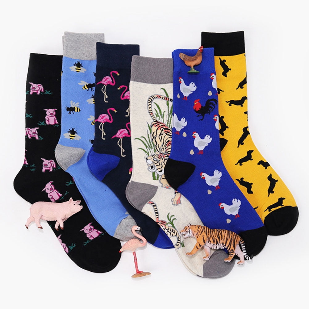 Japanese Cute Flamingos Funny Socks Women Cotton Animal Print Edge Socks Elastic