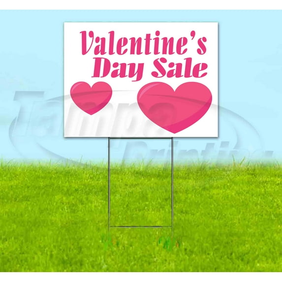 Valentines Day Sale Heart (18" x 24") Yard Sign, Includes Metal Step Stake