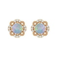 thumbnail image 3 of 925 Sterling Silver Rose Vermeil 5mm Round Opal Flower Halo Women Valentines Day Gifts Stud Earrings, 3 of 3