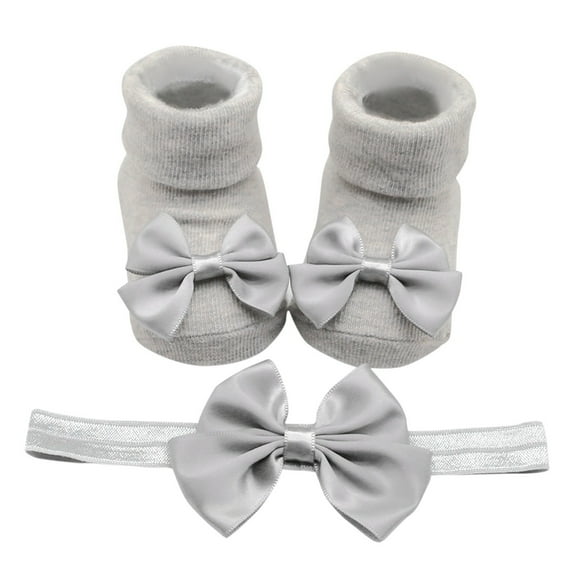 Ketyyh-chn99 Newborn Baby Socks Toddler for GirlsToddler Shoes Bowkot Princess Floor Socks(Grey, M Infant) Baby Girl Socks