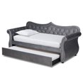 thumbnail image 2 of Bowery Hill Traditional Velvet Crystal Tufted Twin Daybed with Trundle in Gray, 2 of 12