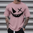 thumbnail image 1 of Blusas y camisas de manga corta con cuello redondo para hombre, blusas casuales de verano a la moda con cuello redondo y estampado para hombre., 1 of 4
