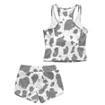 thumbnail image 2 of Xoenoiee Gray Cow Print 2 Piece Tankini Swimsuits for Girls Athletic Bathing Suits with Pockets, Round Neck Swim Tank Top and Boy Shorts, Size 14-15 Years, 2 of 7