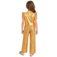 thumbnail image 4 of Aiihoo Kids Girls Metallic Disco Jazz Dance Outfit Tassels Cap Sleeves Sparkly Sequin Vest with Pants for Hippie Hip Hop Street Dancing Gold 10, 4 of 7