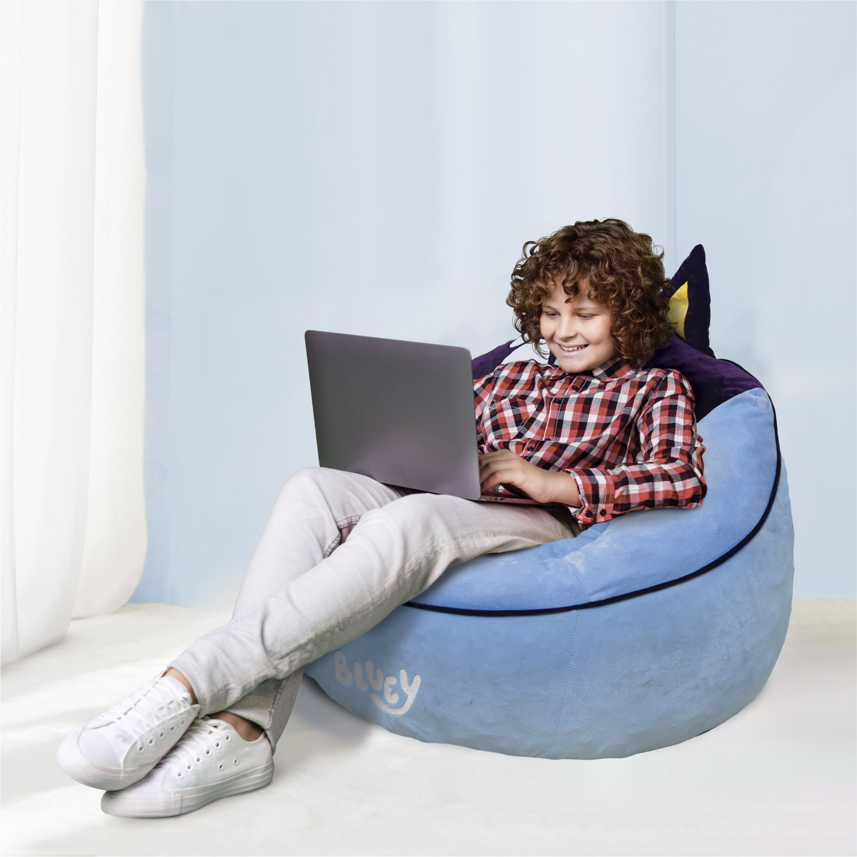 Bluey Kids Compressed Foam Beanbag Chair, Blue photo 5