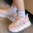 thumbnail image 5 of huajiao Toddler Kids Lace-Up Chunky Platform Sneakers Round Toe Lo𝐰 Top Breathable Dad Shoes Comfortable Non-Slip Sport Shoes, 5 of 8