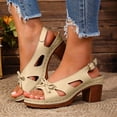thumbnail image 4 of Platform Heels for Women Open Toe Cut out Bowknot Chunky Heeled Sandals Comfortable Ankle Strap Wedding Party Dress Shoes Gold Size 7, 4 of 6