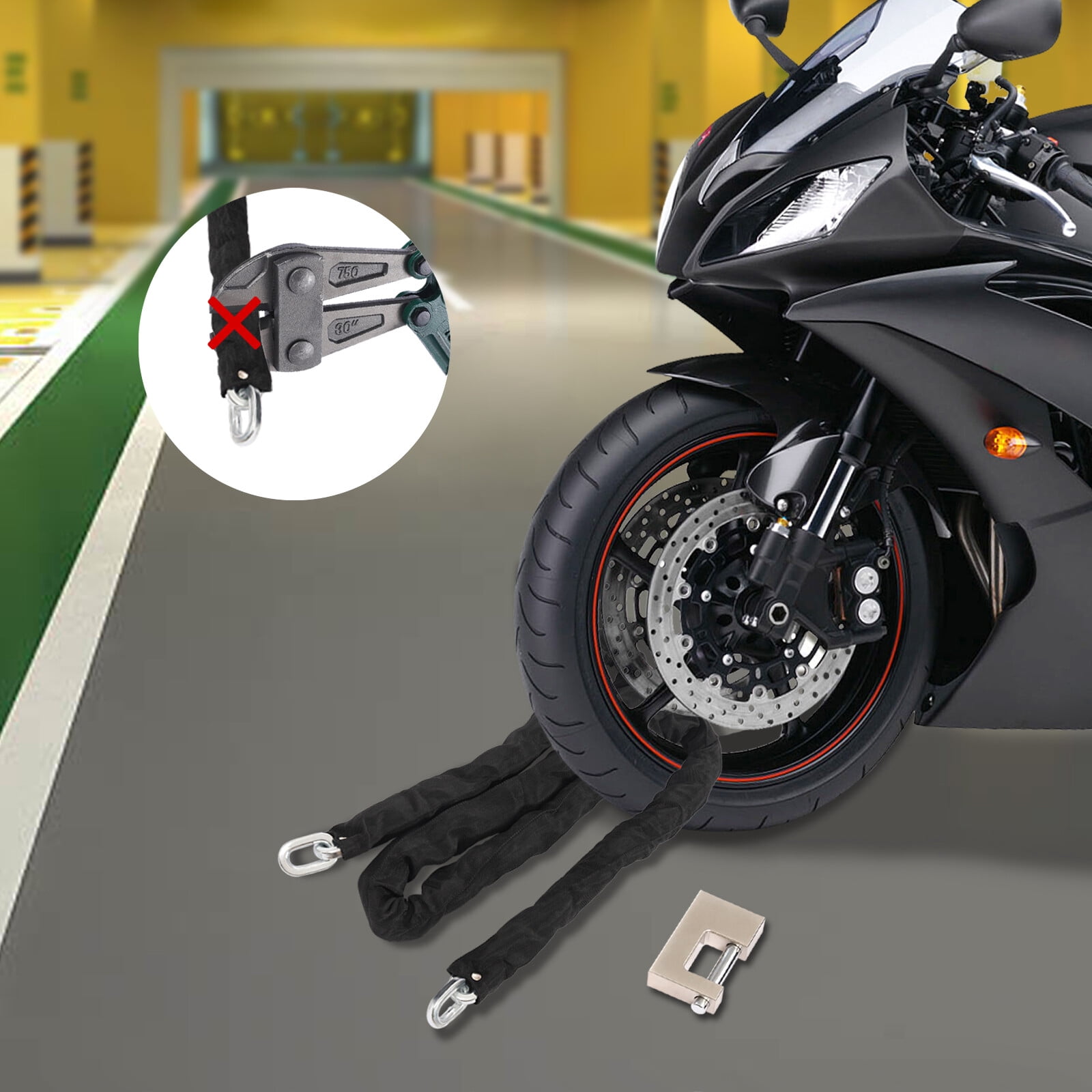 6ft 3/8" Bike Chain Lock Kit Anti-Theft with Keys for Bicycle Motorcycle