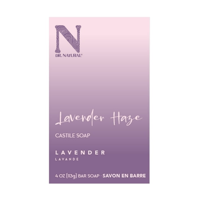 Dr. Natural Jabón De Castilla, Barra De Jabón, Lavanda Haze, 113 g