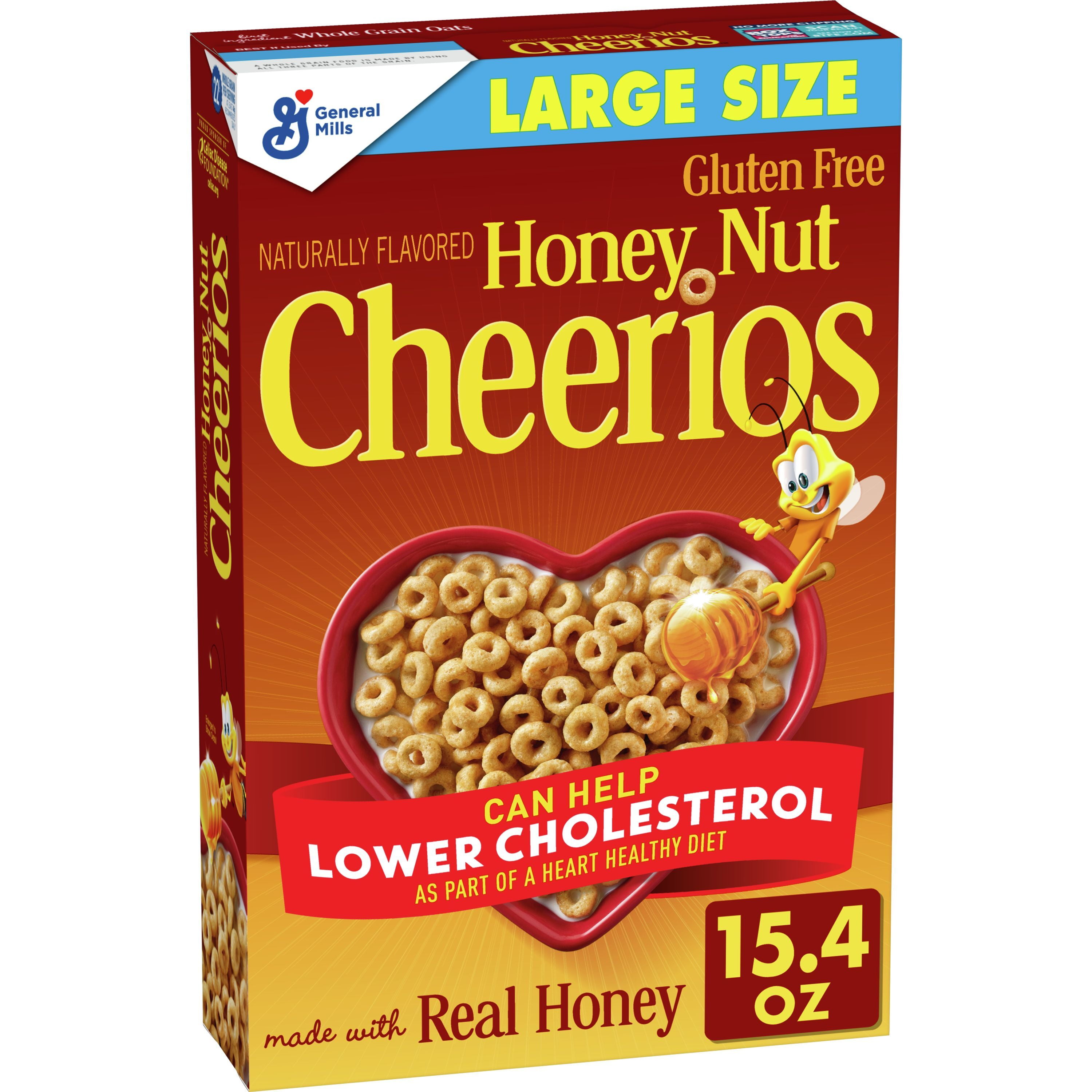 Honey Nut Cheerios Heart Healthy Cereal, 15.4 OZ Large Size Box