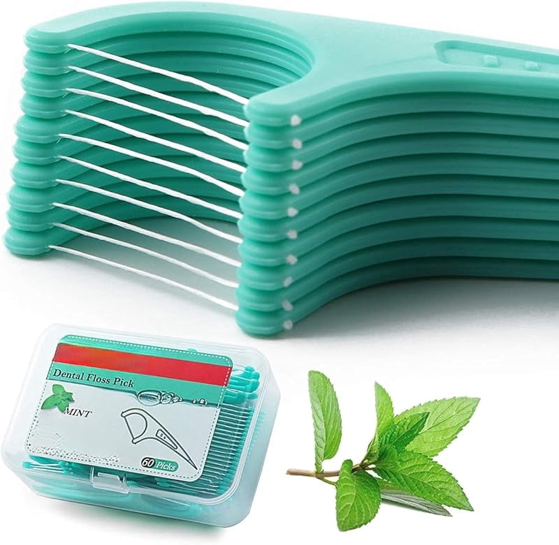 Floss Picks, 240 Count Mint Dental Floss Cleaner, Tooth Picks Flossers with 4 Travel Handy Cases, Helps to Fight Tooth Decay and Keep Your Teeth Clean, Flossing Sticks for Family