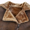 thumbnail image 4 of Men's Faux Leather Jacket Sherpa Aviator Bomber Jacket, 4 of 5
